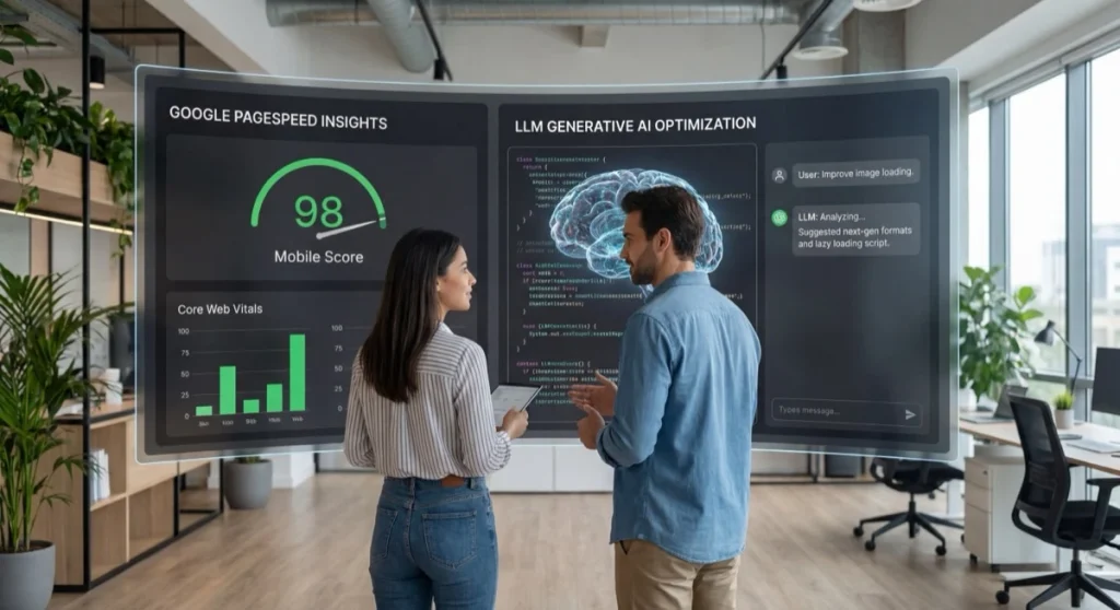 people looking at an AI dashboard